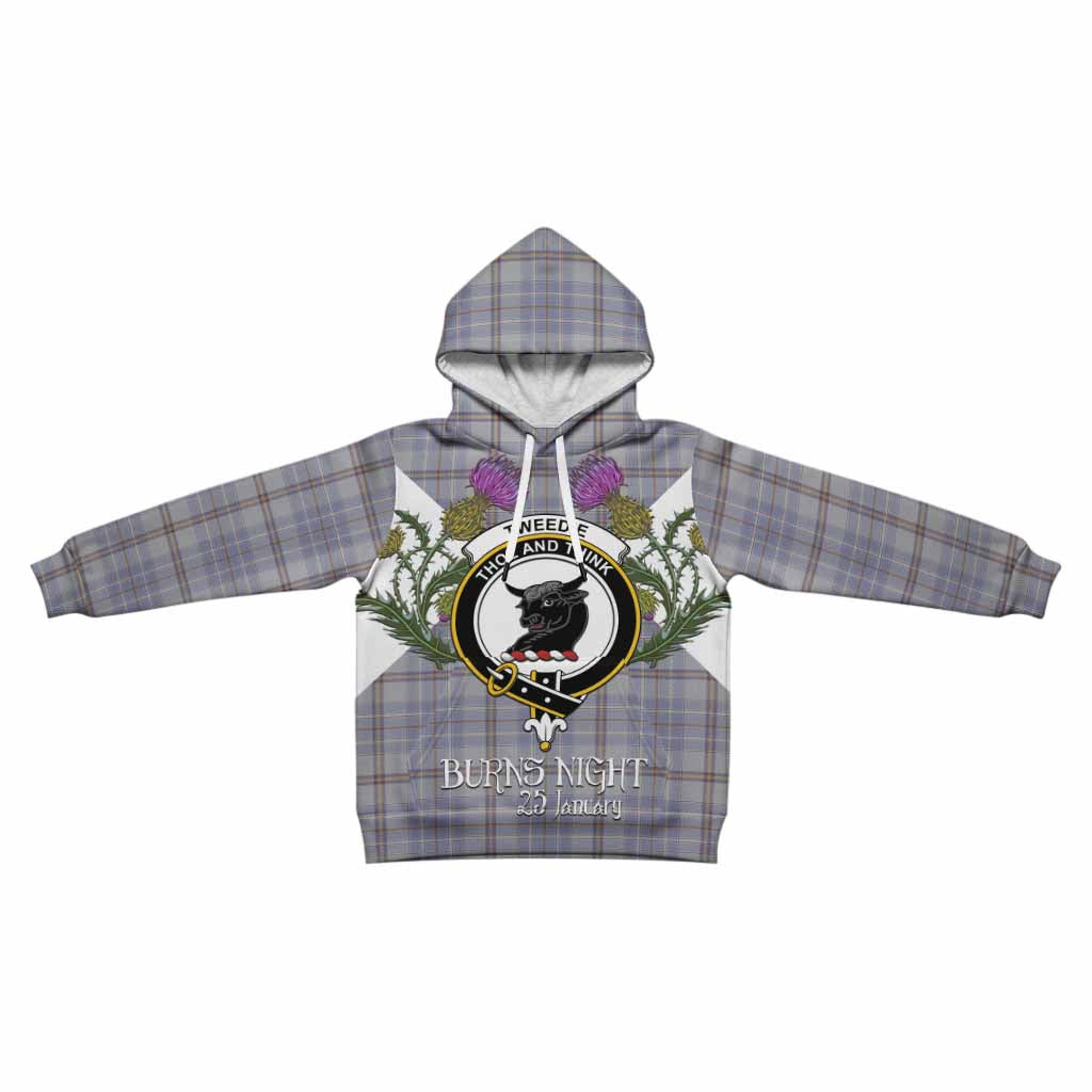 Tweedie Tartan Family Crest Kid Hoodie Scottish Burns Night Thistle Floral