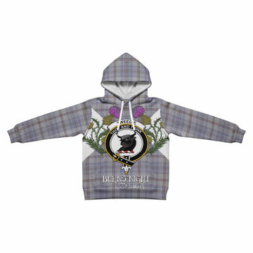 Tweedie Tartan Family Crest Kid Hoodie Scottish Burns Night Thistle Floral