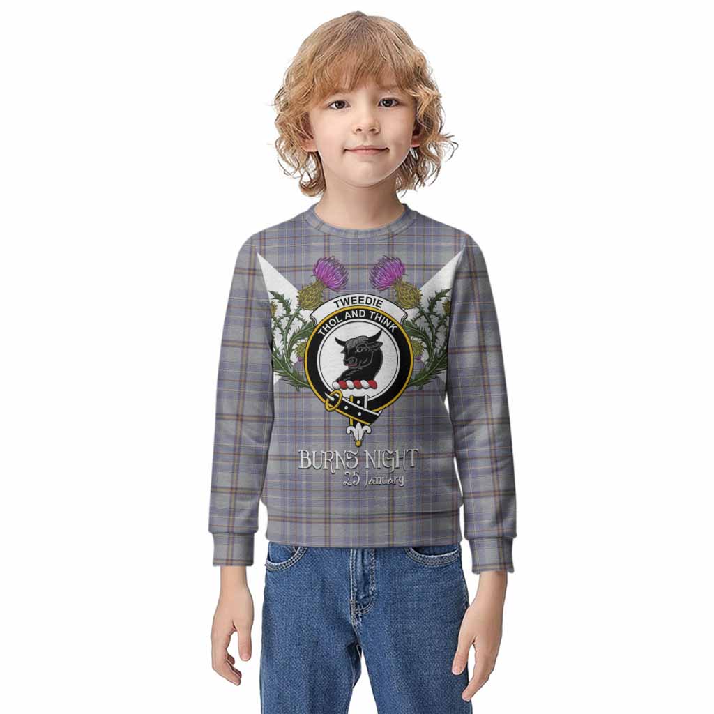 Tweedie Tartan Family Crest Kid Knitted Sweatshirt Scottish Burns Night Thistle Floral