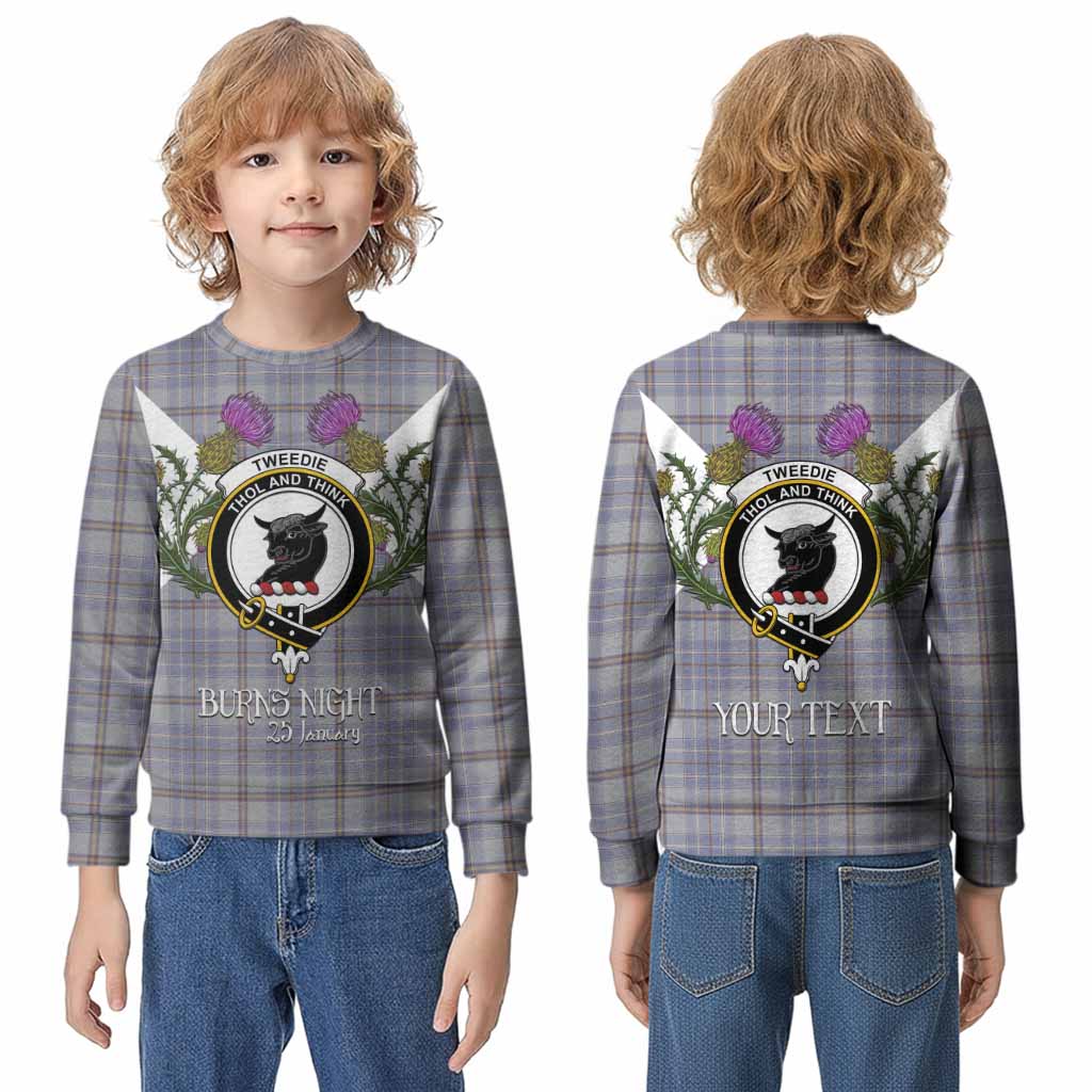 Tweedie Tartan Family Crest Kid Knitted Sweatshirt Scottish Burns Night Thistle Floral