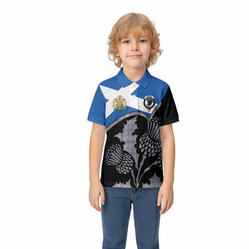 Tweedie Tartan Family Crest Kid Polo Shirt Scotland Thistle Floral Flag Style