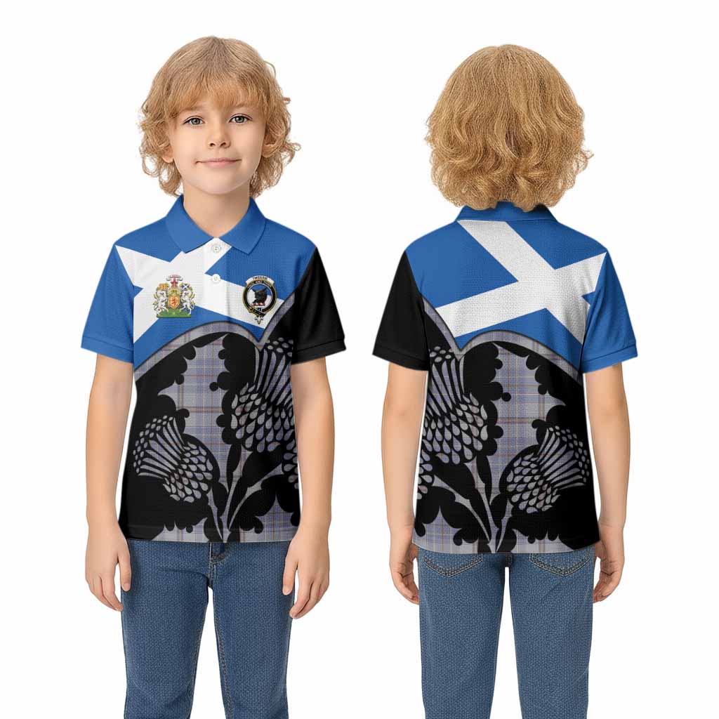 Tweedie Tartan Family Crest Kid Polo Shirt Scotland Thistle Floral Flag Style