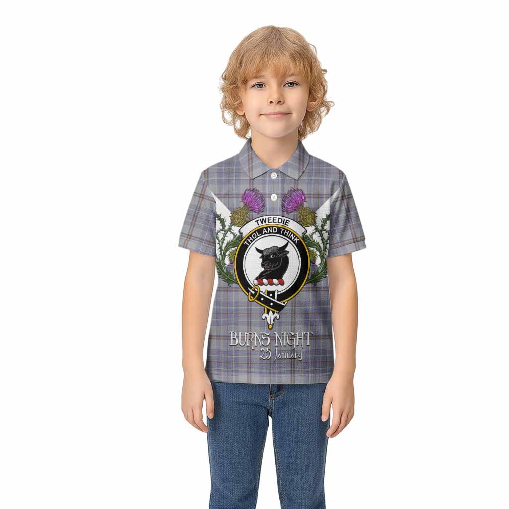 Tweedie Tartan Family Crest Kid Polo Shirt Scottish Burns Night Thistle Floral