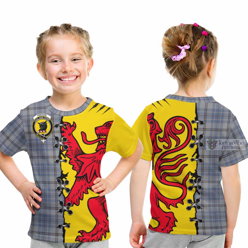 Tweedie Tartan Family Crest Kid T-shirt Lion Rampant Honor - Tartan Vibes Clothing