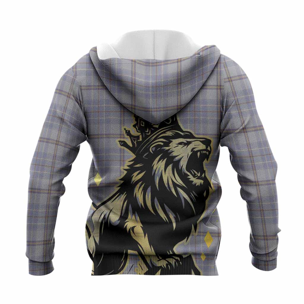 Tweedie Tartan Family Crest Knitted Hoodie Crowned Lion Roaring