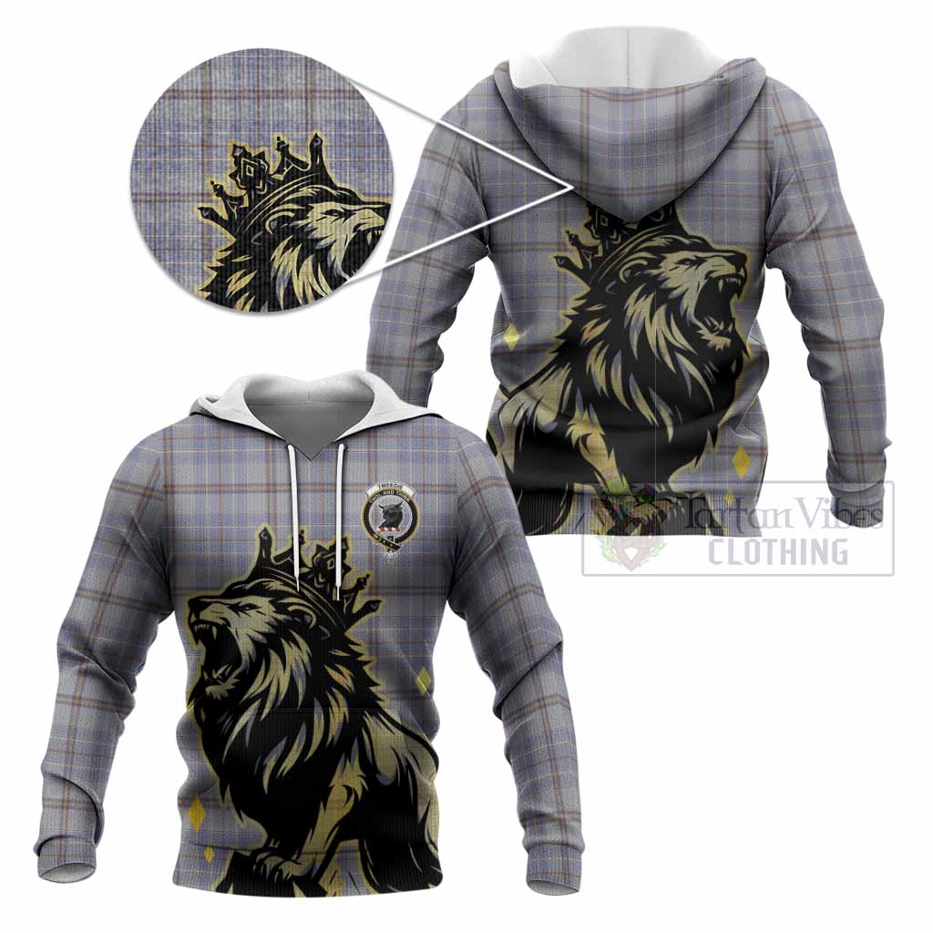 Tweedie Tartan Family Crest Knitted Hoodie Crowned Lion Roaring