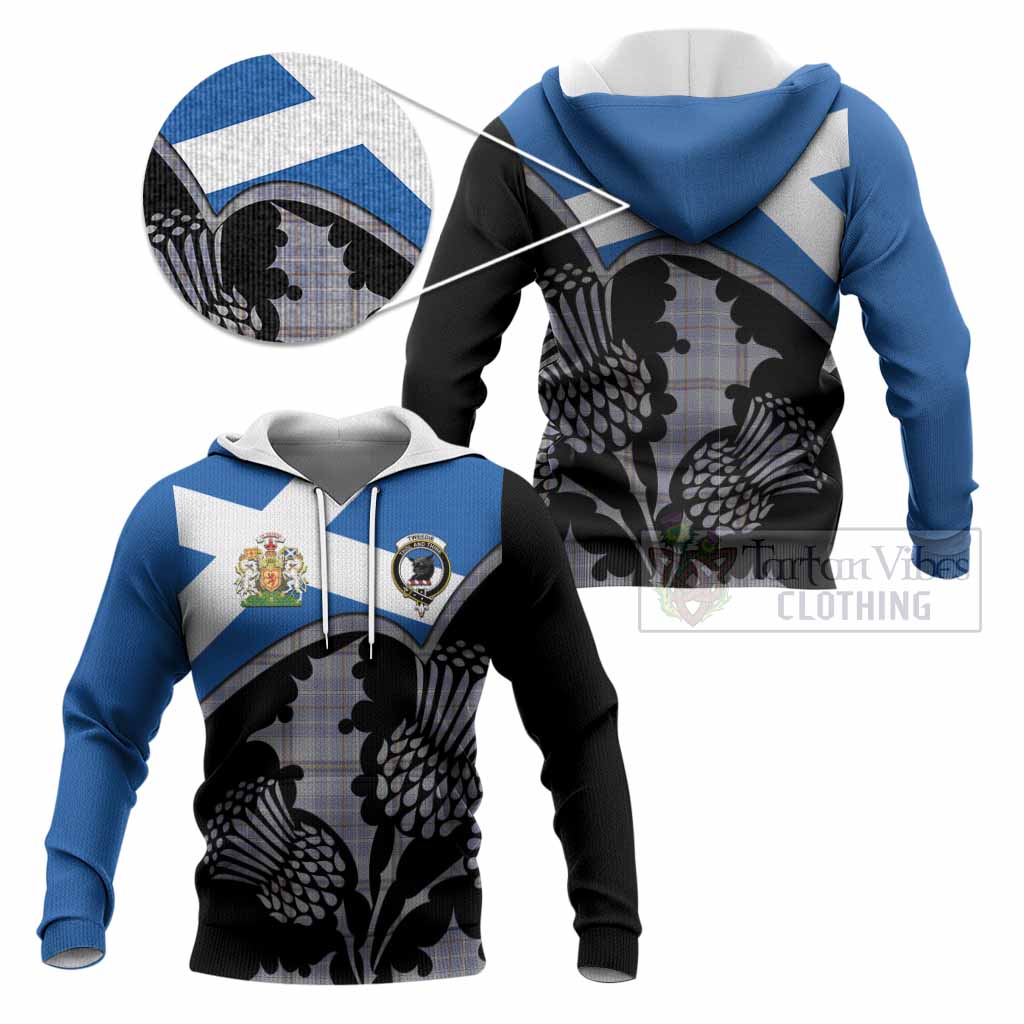Tweedie Tartan Family Crest Knitted Hoodie Scotland Thistle Floral Flag Style