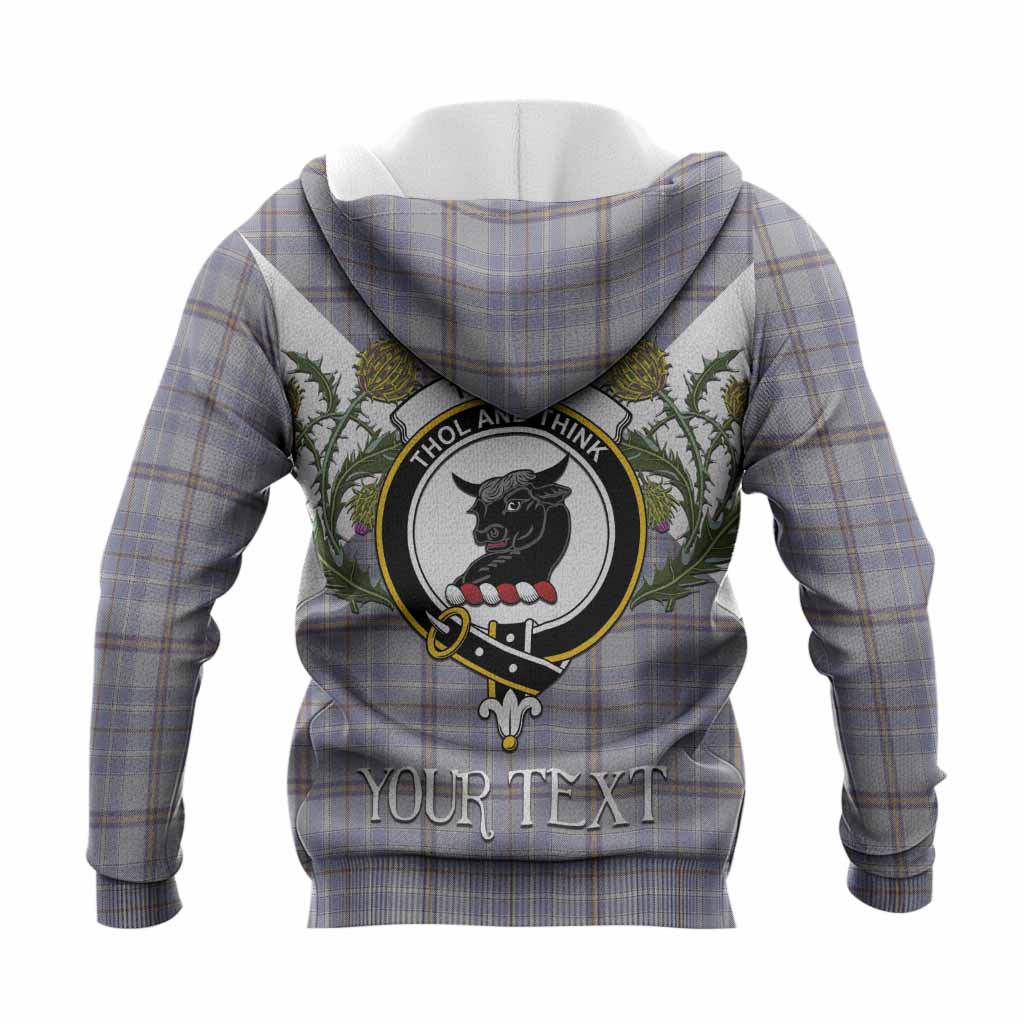 Tweedie Tartan Family Crest Knitted Hoodie Scottish Burns Night Thistle Floral
