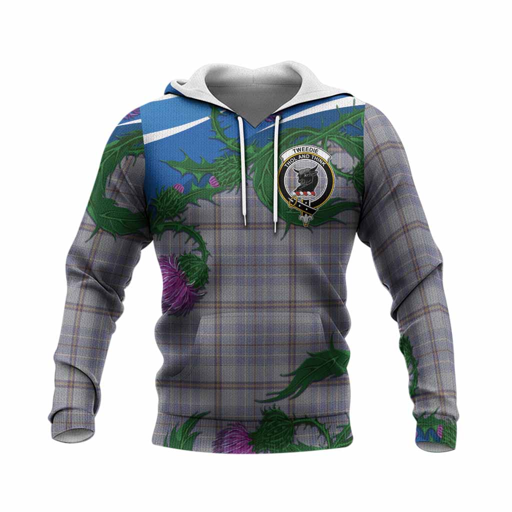 Tweedie Tartan Family Crest Knitted Hoodie Thistle in Minimalism