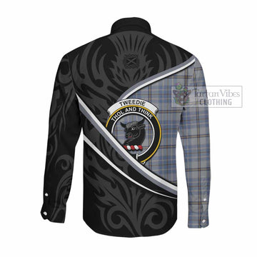 Tweedie Tartan Family Crest Long Sleeve Button Shirts Celtic Scottish Thistle Floral