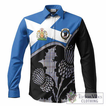 Tweedie Tartan Family Crest Long Sleeve Button Shirts Scotland Thistle Floral Flag Style
