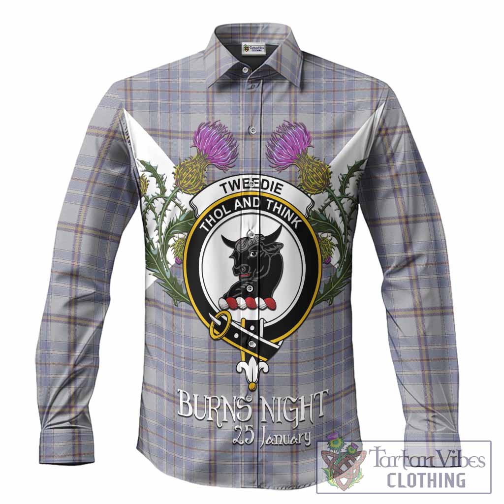 Tweedie Tartan Family Crest Long Sleeve Button Shirts Scottish Burns Night Thistle Floral