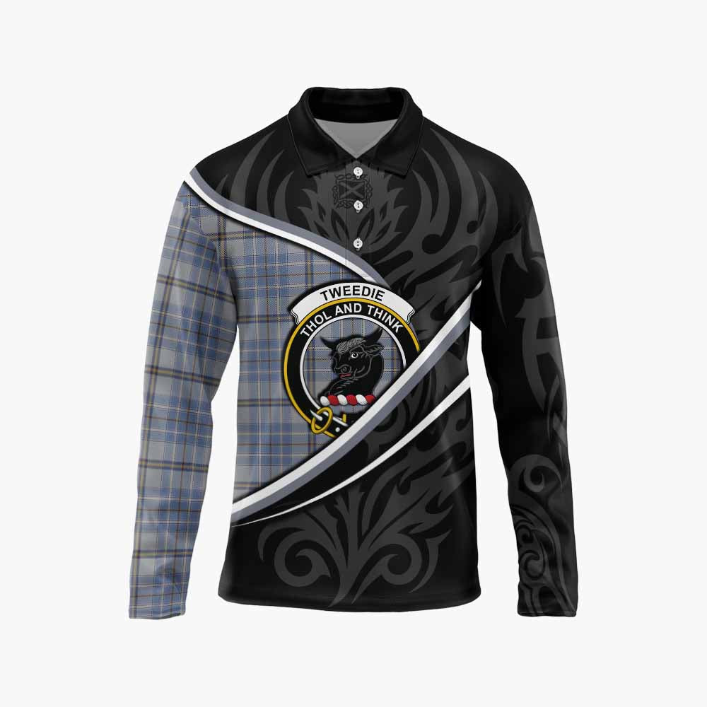 Tweedie Tartan Family Crest Long Sleeve Polo Shirt Celtic Scottish Thistle Floral - Tartan Vibes Clothing