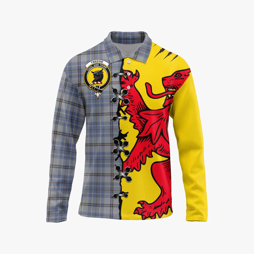 Tweedie Tartan Family Crest Long Sleeve Polo Shirt Lion Rampant Honor - Tartan Vibes Clothing