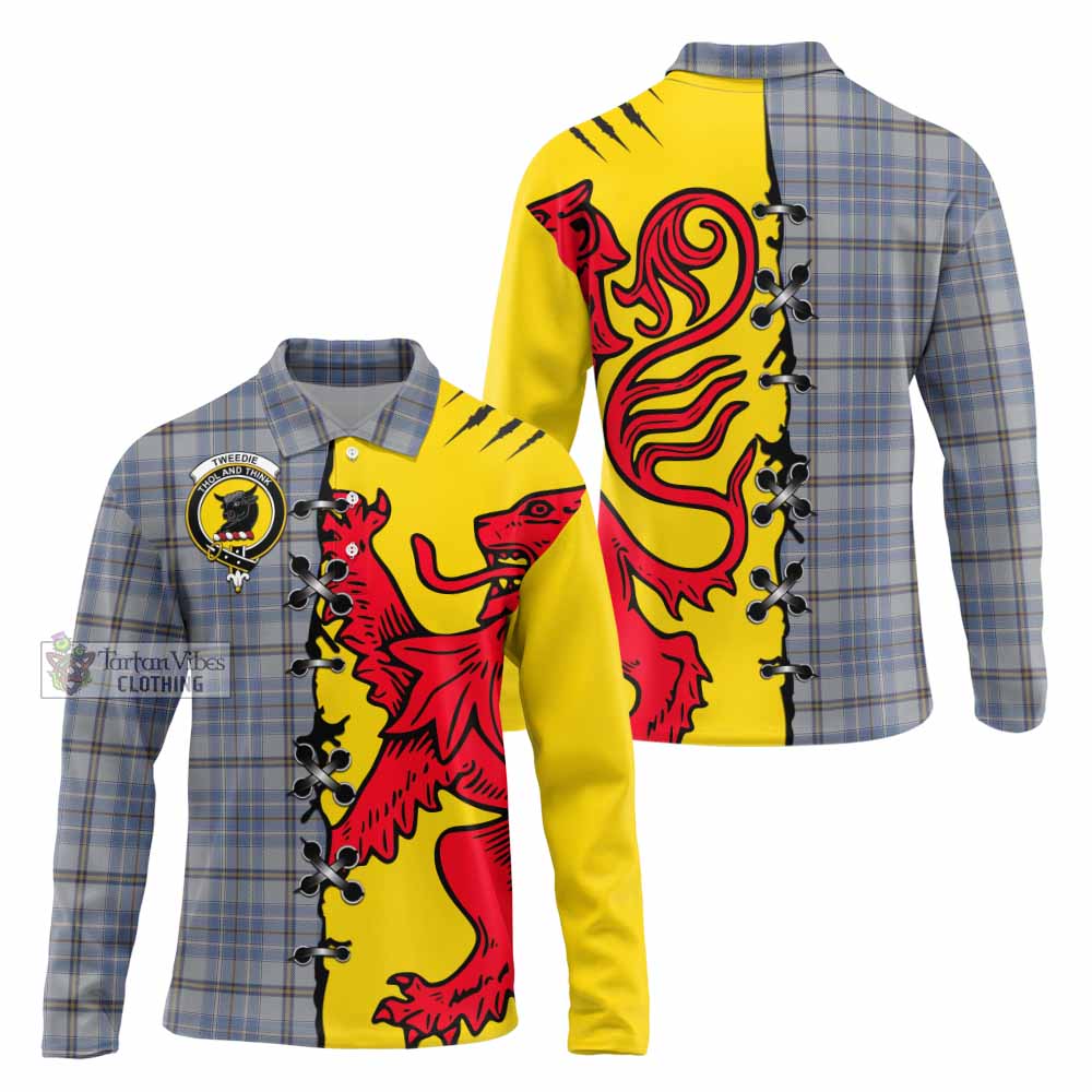 Tweedie Tartan Family Crest Long Sleeve Polo Shirt Lion Rampant Honor - Tartan Vibes Clothing