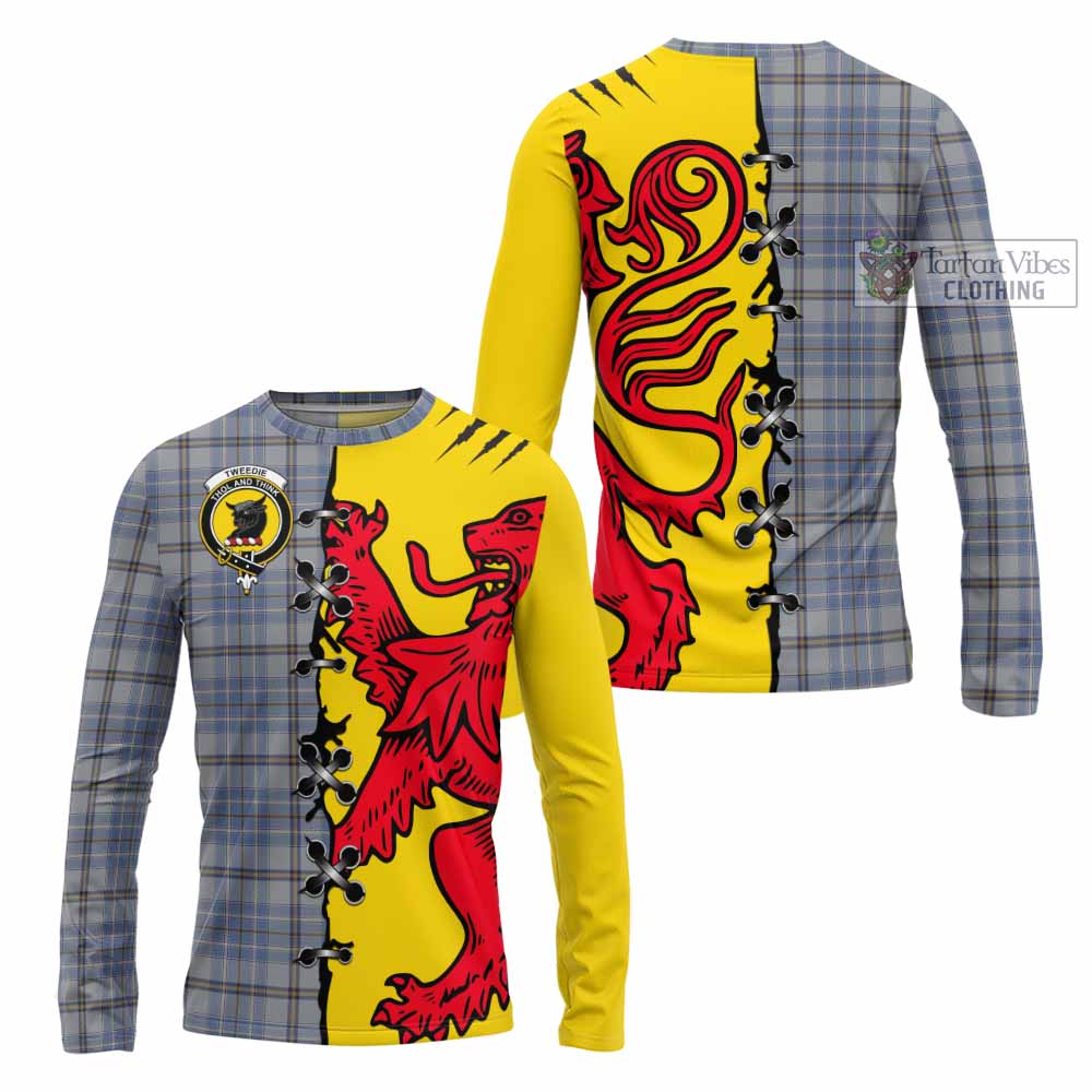 Tweedie Tartan Family Crest Long Sleeve T-Shirt Lion Rampant Honor - Tartan Vibes Clothing
