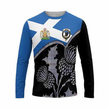 Tweedie Tartan Family Crest Long Sleeve T-Shirt Scotland Thistle Floral Flag Style