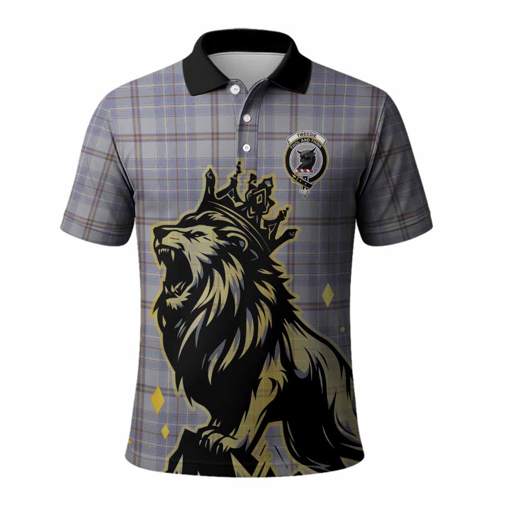Tweedie Tartan Family Crest Polo Shirt Crowned Lion Roaring