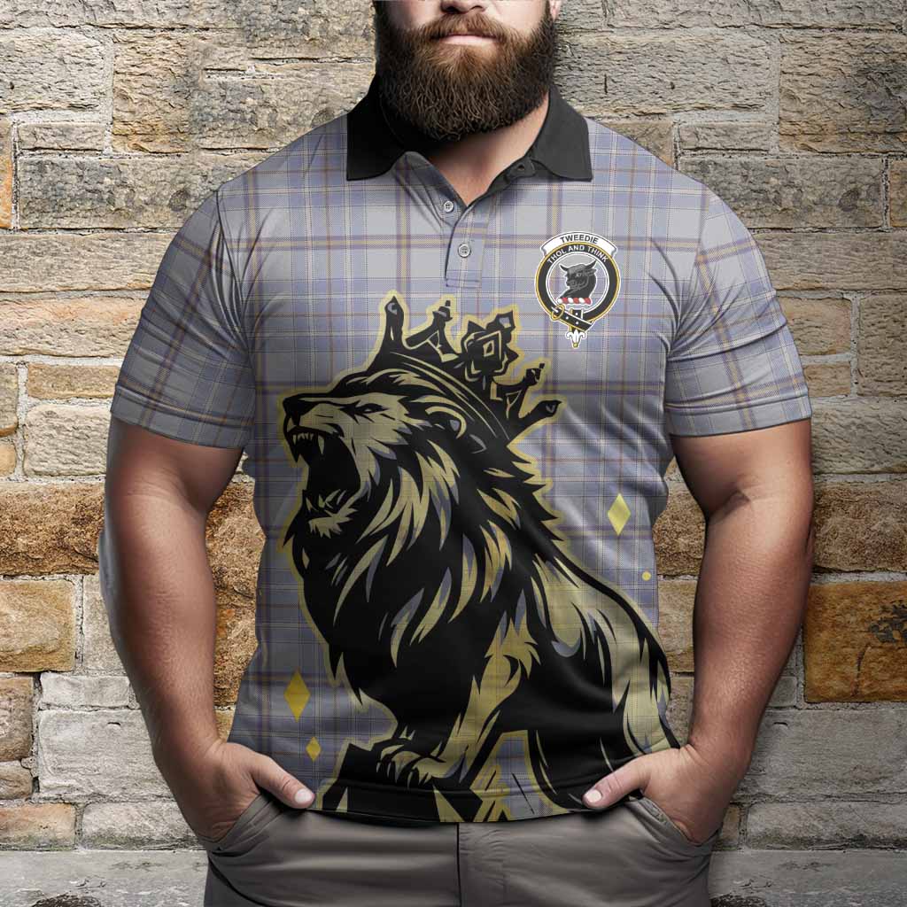 Tweedie Tartan Family Crest Polo Shirt Crowned Lion Roaring