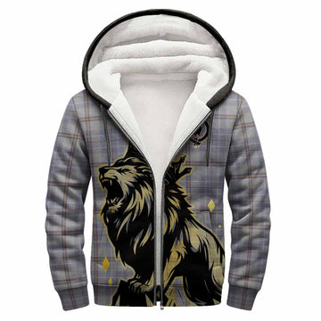 Tweedie Tartan Family Crest Sherpa Hoodie Crowned Lion Roaring