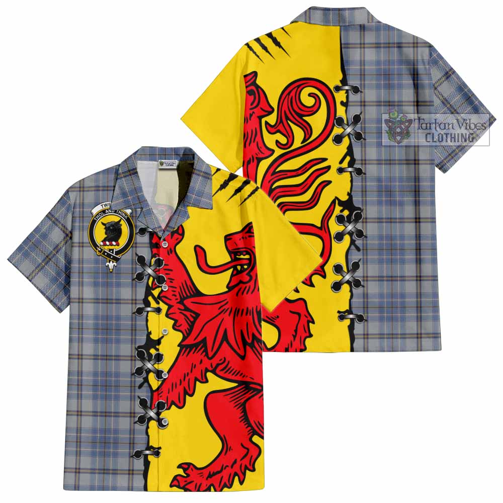 Tweedie Tartan Family Crest Short Sleeve Button Shirt Lion Rampant Honor - Tartan Vibes Clothing