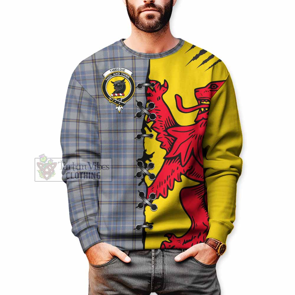 Tweedie Tartan Family Crest Sweatshirt Lion Rampant Honor - Tartan Vibes Clothing