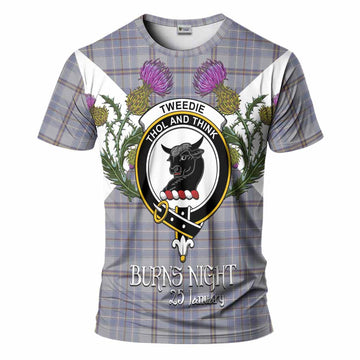 Tweedie Tartan Family Crest T-Shirt Scottish Burns Night Thistle Floral