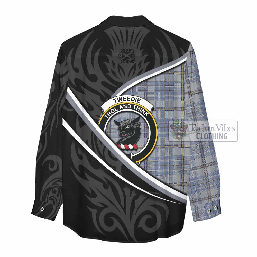 Tweedie Tartan Family Crest Women Casual Shirt Celtic Scottish Thistle Floral - Tartan Vibes Clothing