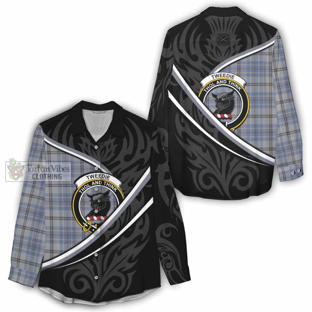 Tweedie Tartan Family Crest Women Casual Shirt Celtic Scottish Thistle Floral - Tartan Vibes Clothing