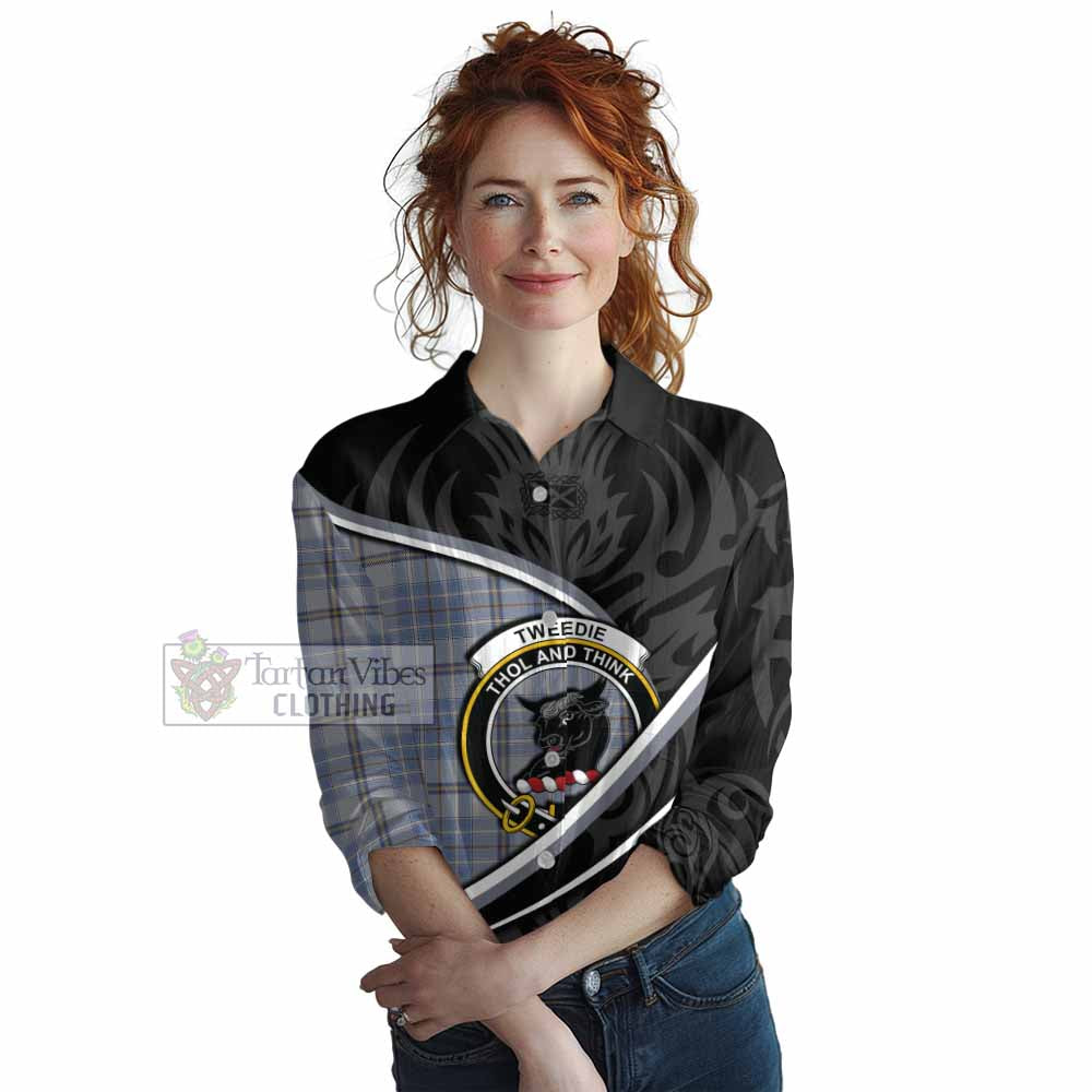 Tweedie Tartan Family Crest Women Casual Shirt Celtic Scottish Thistle Floral - Tartan Vibes Clothing