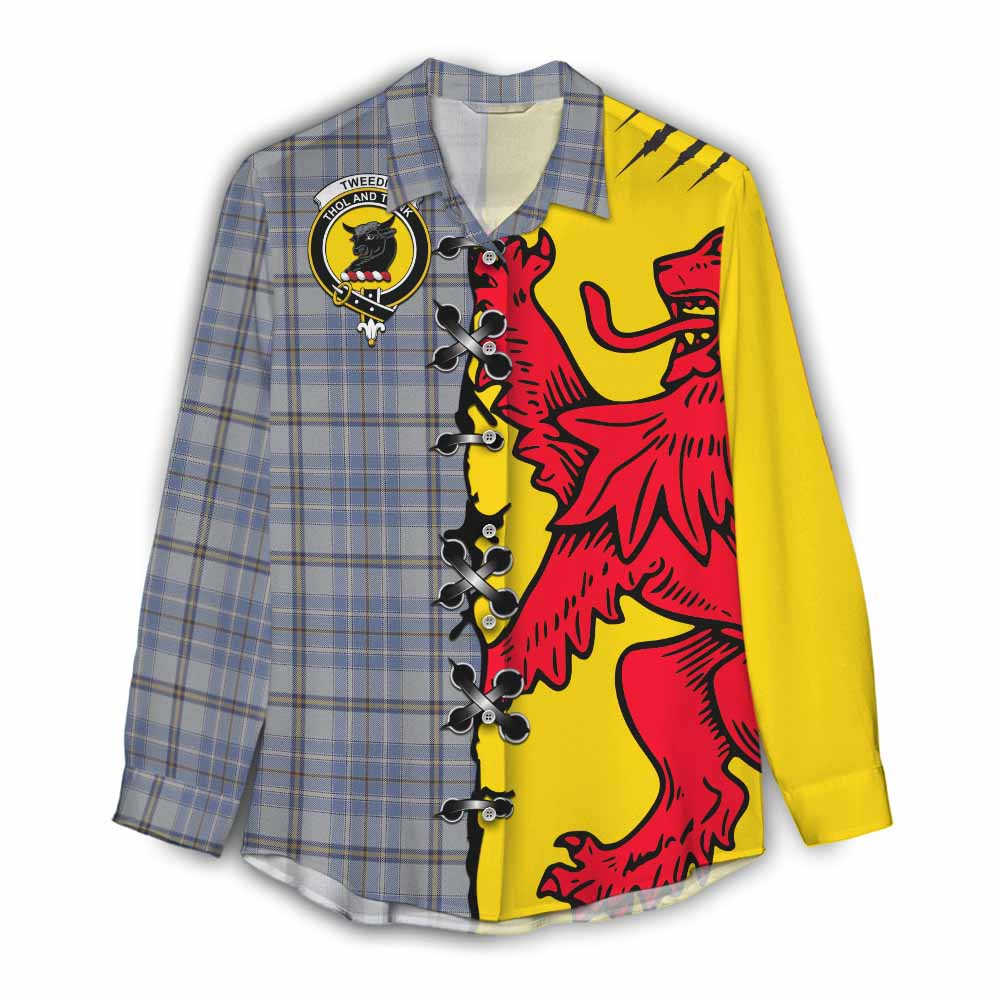 Tweedie Tartan Family Crest Women Casual Shirt Lion Rampant Honor - Tartan Vibes Clothing