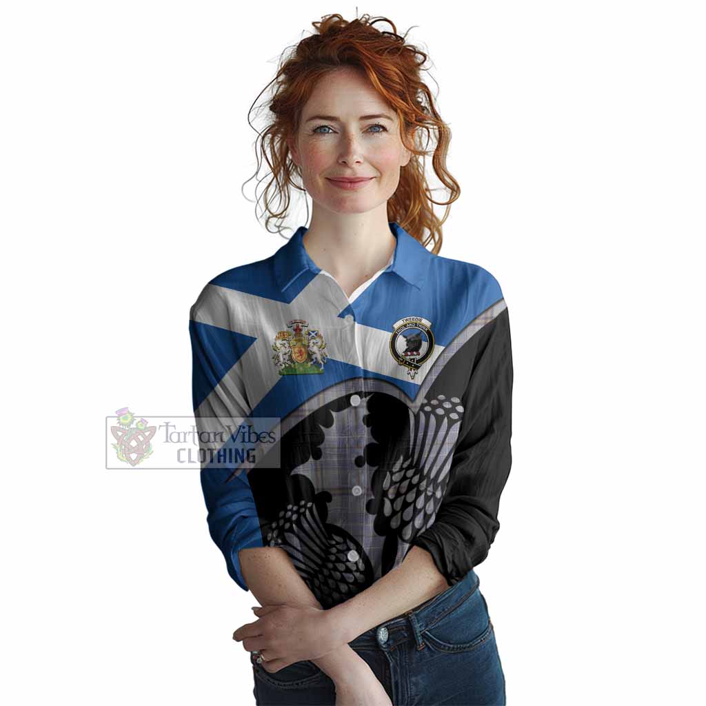 Tweedie Tartan Family Crest Women Casual Shirt Scotland Thistle Floral Flag Style