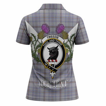Tweedie Tartan Family Crest Women Polo Shirt Scottish Burns Night Thistle Floral