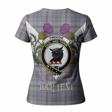 Tweedie Tartan Family Crest Women T shirt Scottish Burns Night Thistle Floral