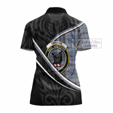 Tweedie Tartan Family Crest Women's Polo Shirt Celtic Scottish Thistle Floral