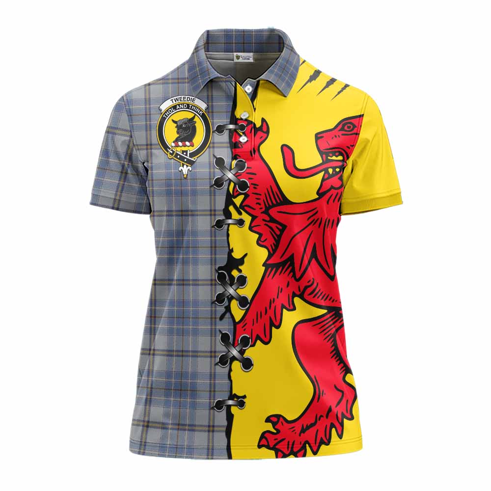 Tweedie Tartan Family Crest Women's Polo Shirt Lion Rampant Honor - Tartan Vibes Clothing