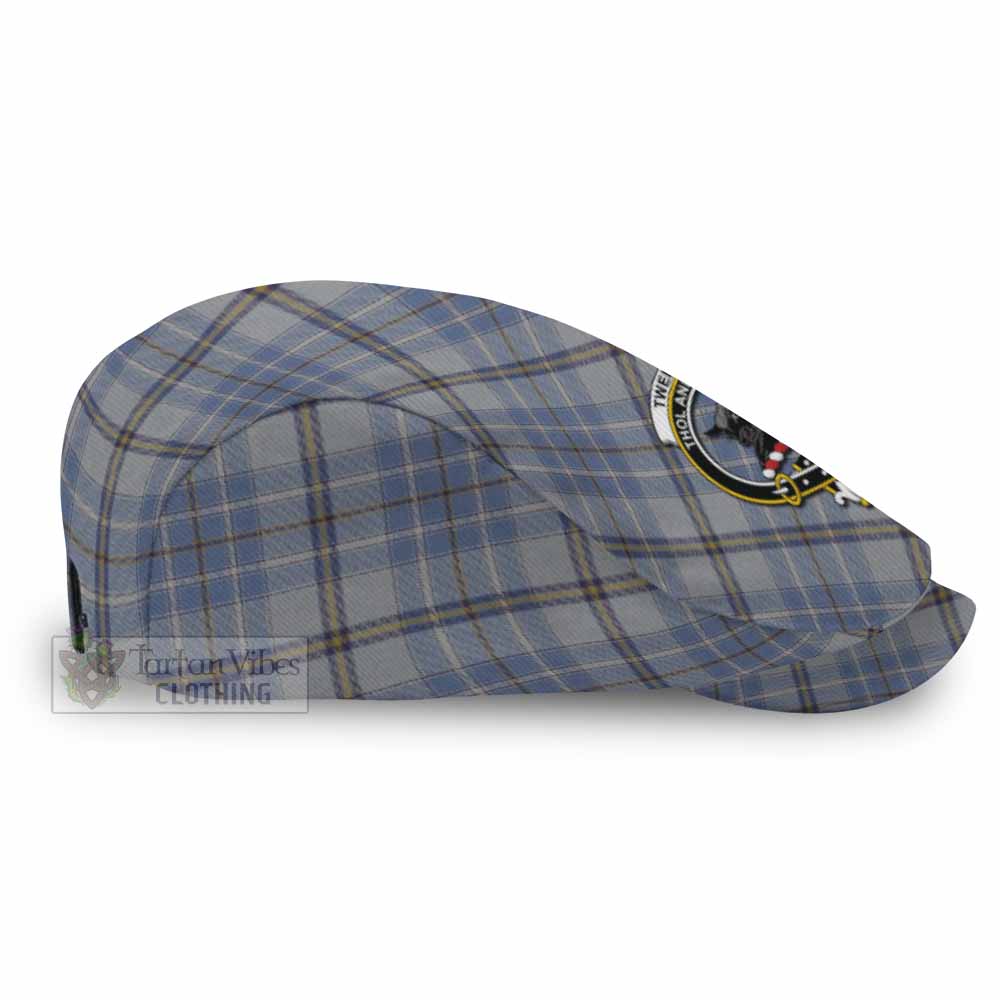 Tweedie Tartan Flat Cap, Jeff Cap Cross Style with Family Crest - Tartan Vibes Clothing