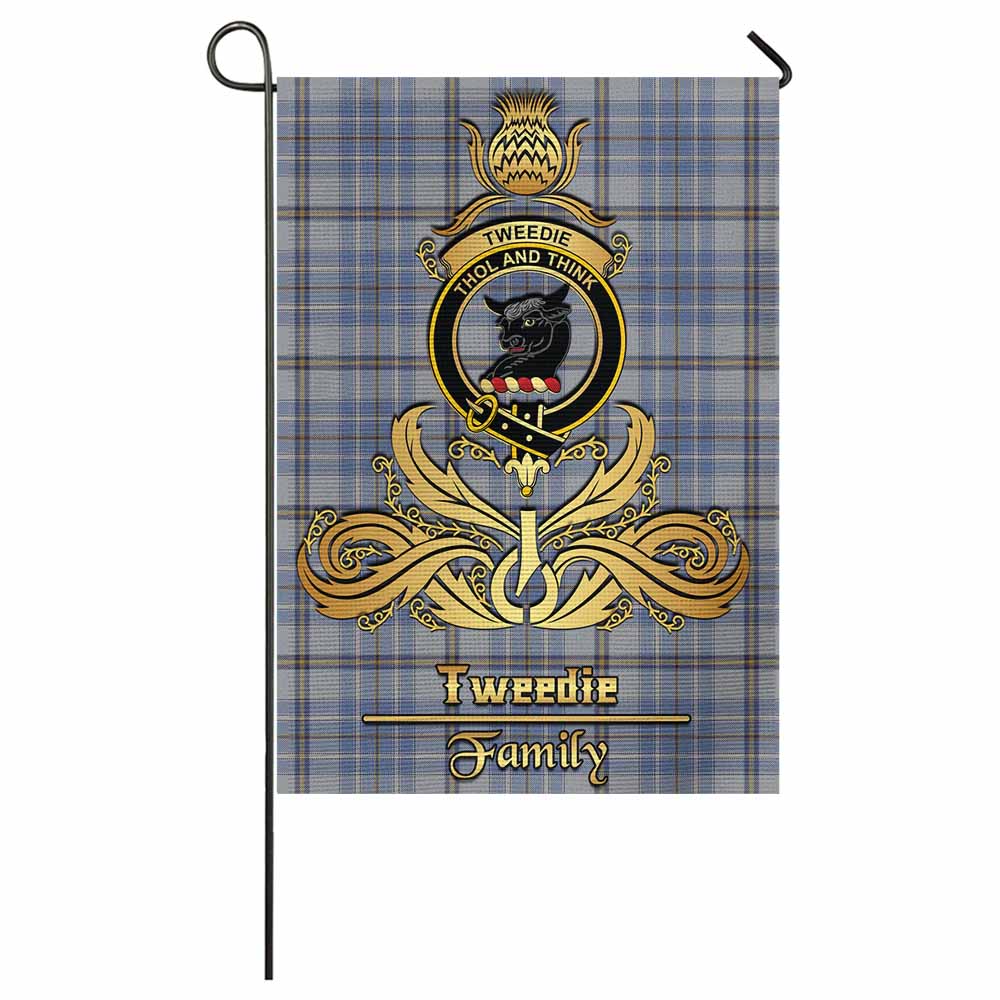Tweedie Tartan Garden Flag with Highland Thistle Cherish Family Crest Style - Tartan Vibes Clothing