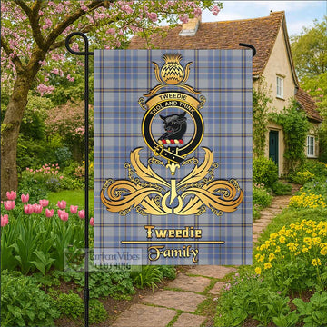 Tweedie Tartan Garden Flag with Highland Thistle Cherish Family Crest Style