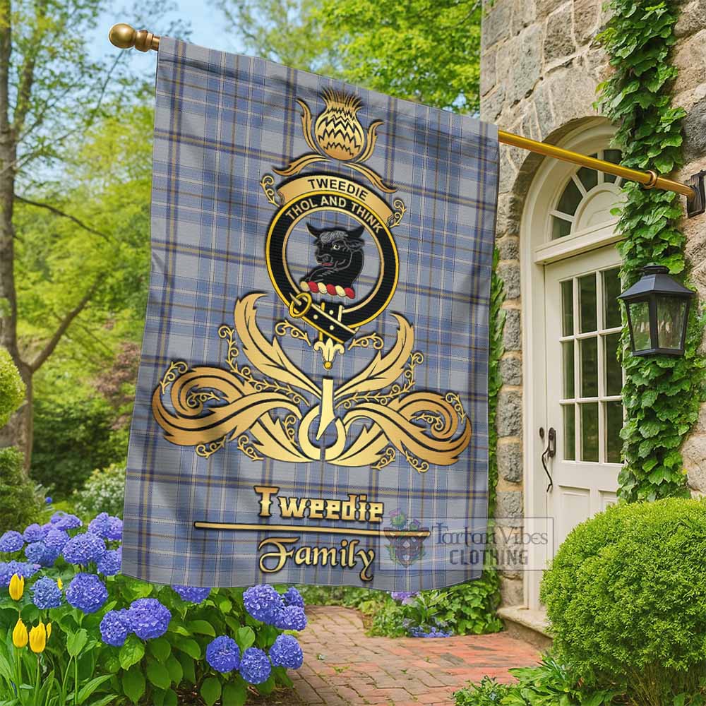 Tweedie Tartan Garden Flag with Highland Thistle Cherish Family Crest Style - Tartan Vibes Clothing