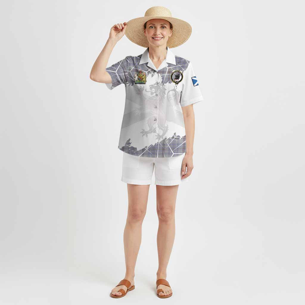 Tweedie Tartan Hawaiian Shirt with Family Crest and Lion Rampant Grunge Style