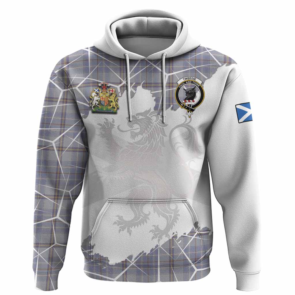 Tweedie Tartan Hoodie with Family Crest and Lion Rampant Grunge Style
