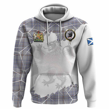 Tweedie Tartan Hoodie with Family Crest and Lion Rampant Grunge Style