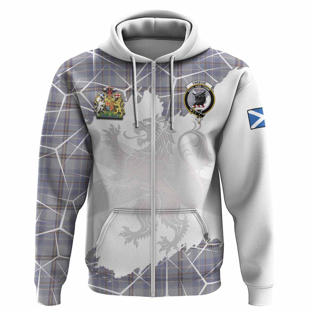 Tweedie Tartan Hoodie with Family Crest and Lion Rampant Grunge Style