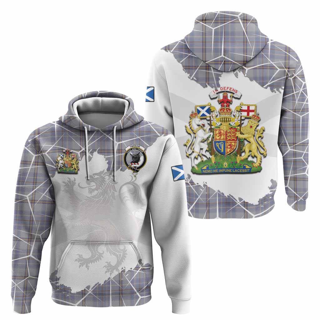 Tweedie Tartan Hoodie with Family Crest and Lion Rampant Grunge Style