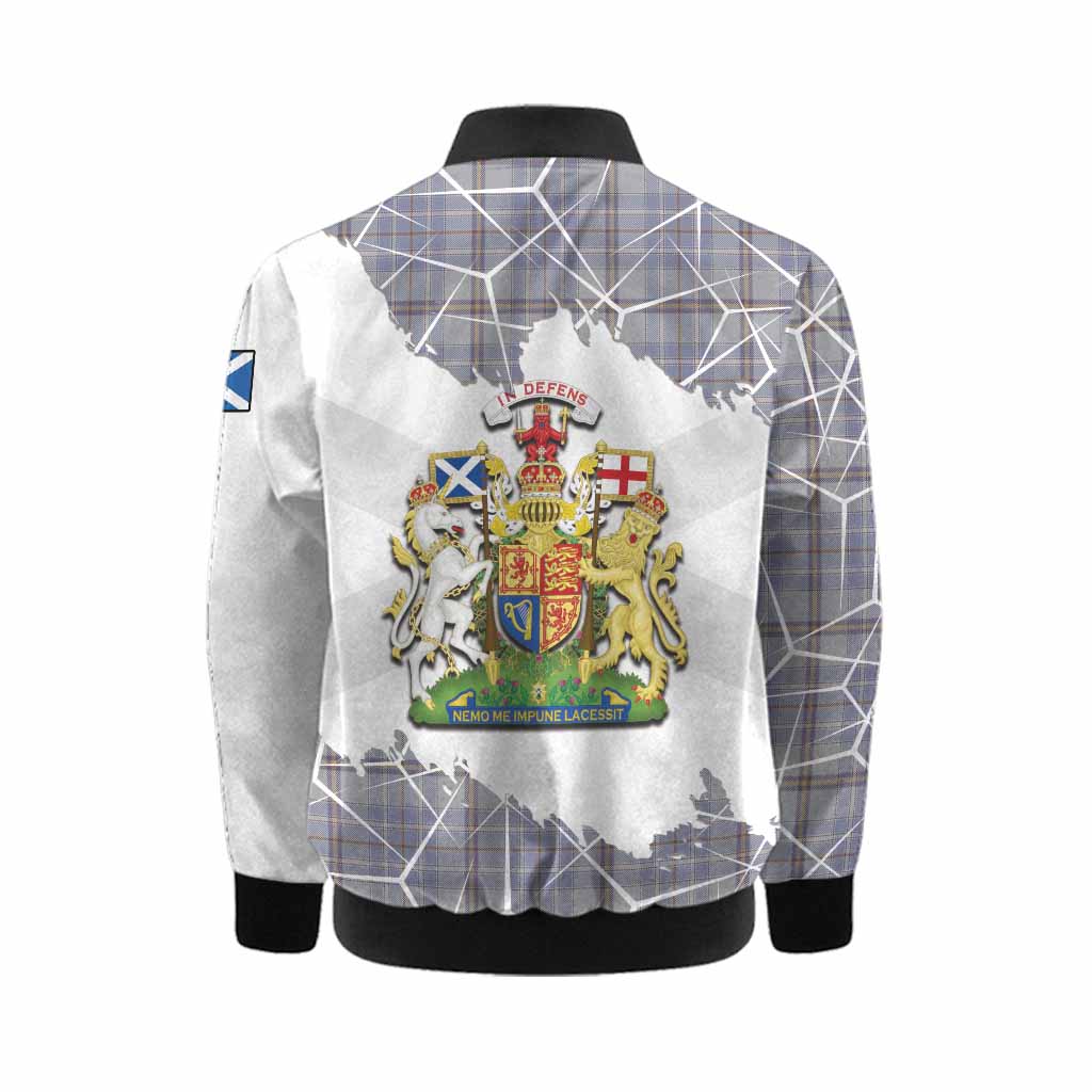 Tweedie Tartan Kid Bomber Jacket with Family Crest and Lion Rampant Grunge Style