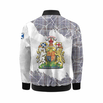 Tweedie Tartan Kid Bomber Jacket with Family Crest and Lion Rampant Grunge Style