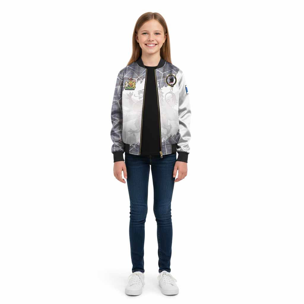 Tweedie Tartan Kid Bomber Jacket with Family Crest and Lion Rampant Grunge Style