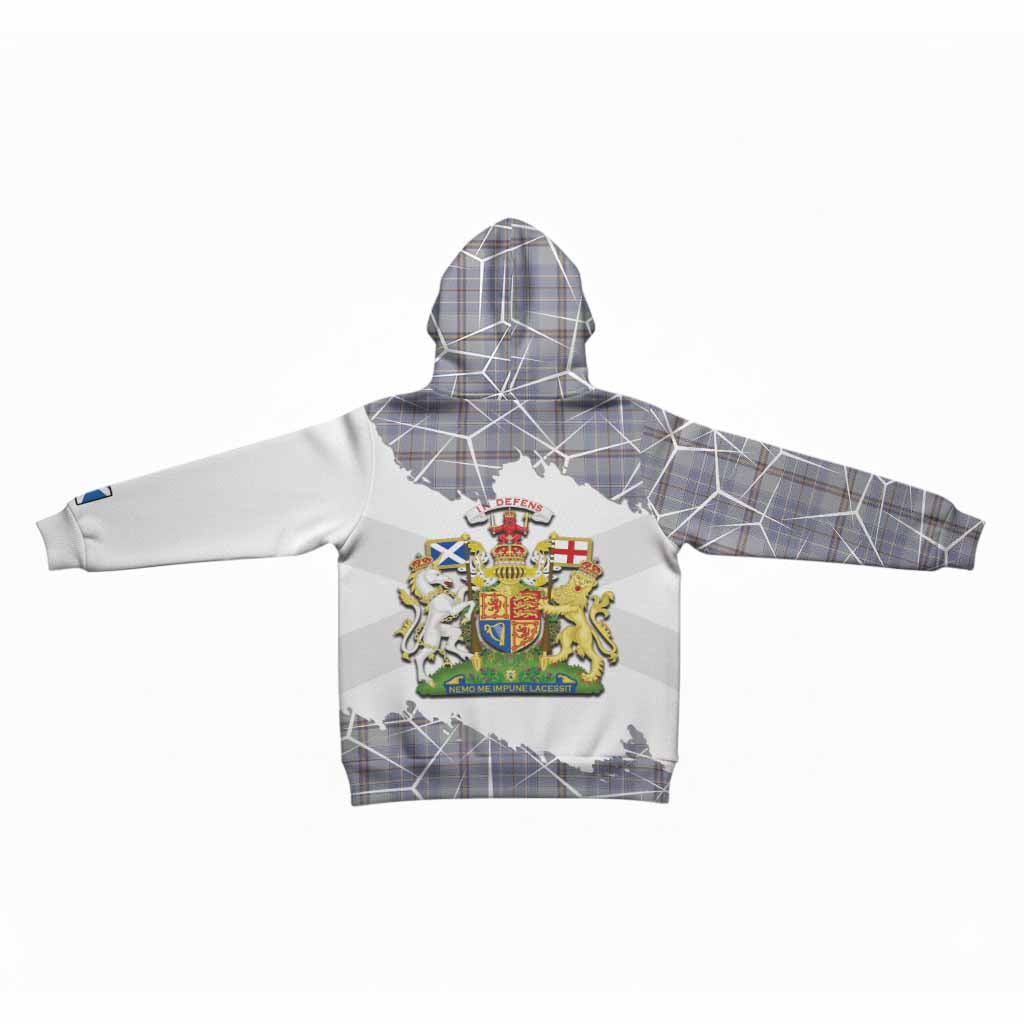 Tweedie Tartan Kid Hoodie with Family Crest and Lion Rampant Grunge Style