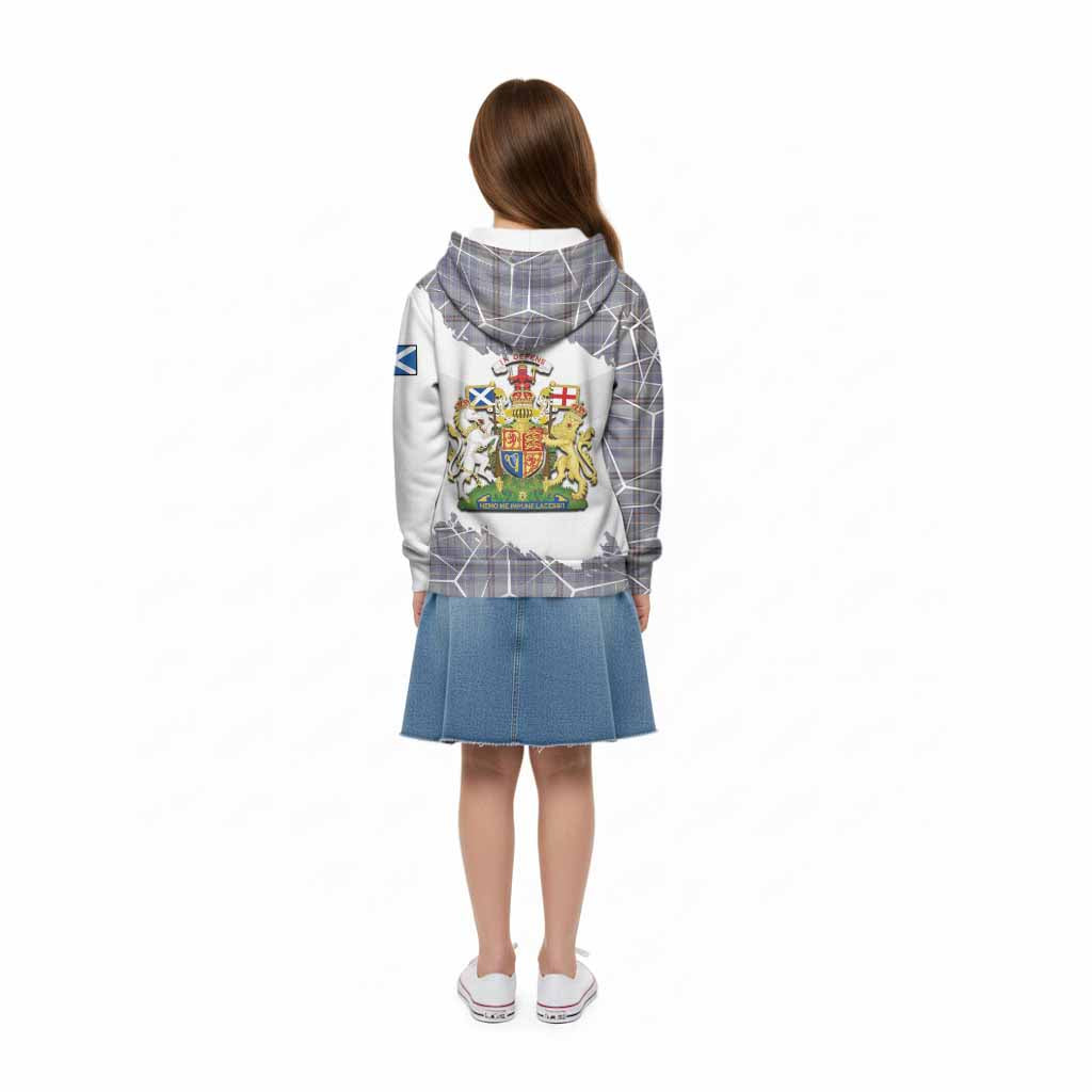 Tweedie Tartan Kid Hoodie with Family Crest and Lion Rampant Grunge Style